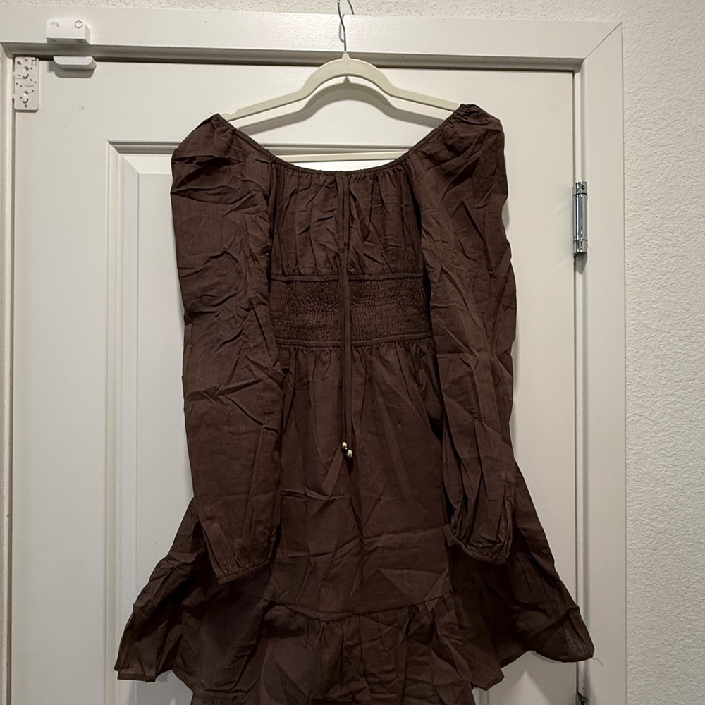 Brown Off-Shoulder Dress - Picture 3 of 3
